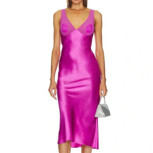 New Fleur du mal Embellished Dress Cutout size M hot pink runs small